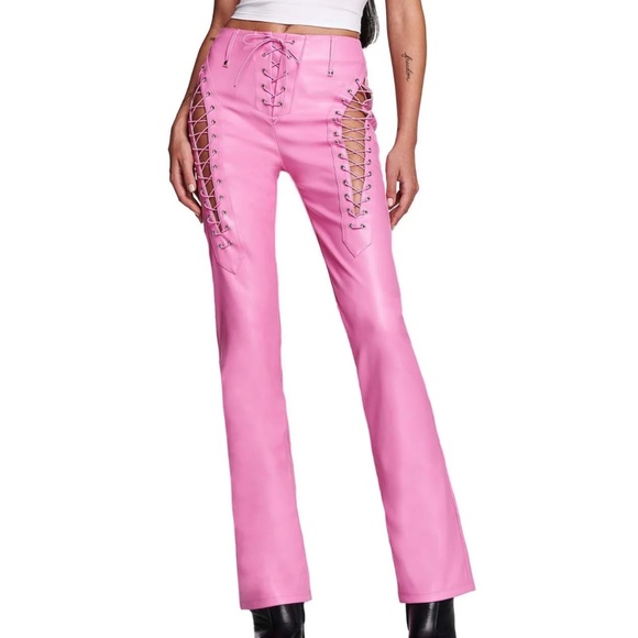 I.AM.GIA PINK FAUX LEATHER PANTS - Picture 1 of 3